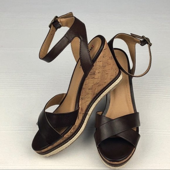 Dark Brown Wedge Sandals